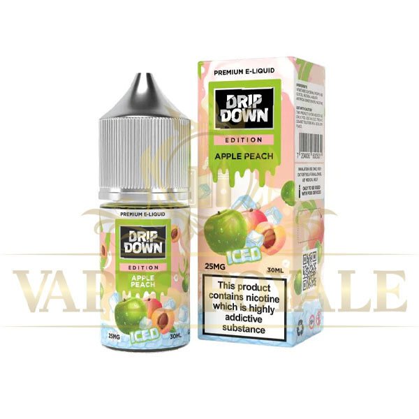 DRIP DOWN - BUY NEW APPLE PEACH ICE SALT BY DRIP DOWN – 30ML - 30ML SALT NIC - Vapes Royale