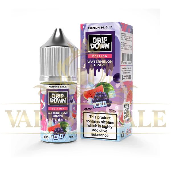DRIP DOWN - BUY NEW WATERMELON GRAPE ICE SALT BY DRIP DOWN – 30ML - 30ML SALT NIC - Vapes Royale
